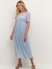 Kaffe Blue Abina Maxi A-Line Lace Dress - Image 1 of 3