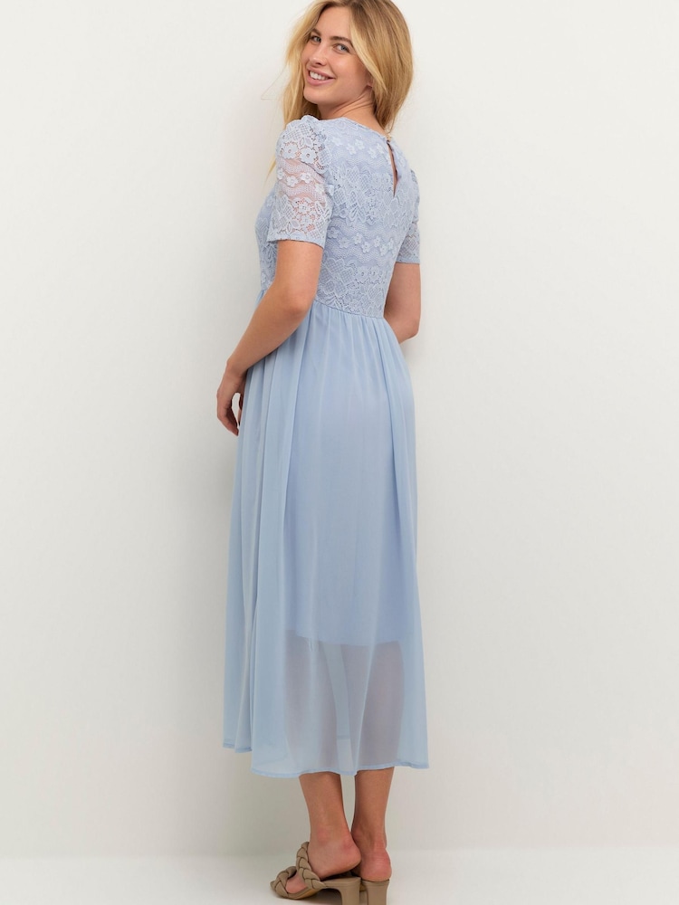Kaffe Blue Abina Maxi A-Line Lace Dress - Image 2 of 3