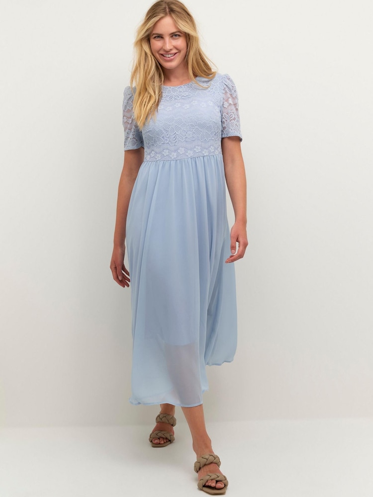 Kaffe Blue Abina Maxi A-Line Lace Dress - Image 3 of 3