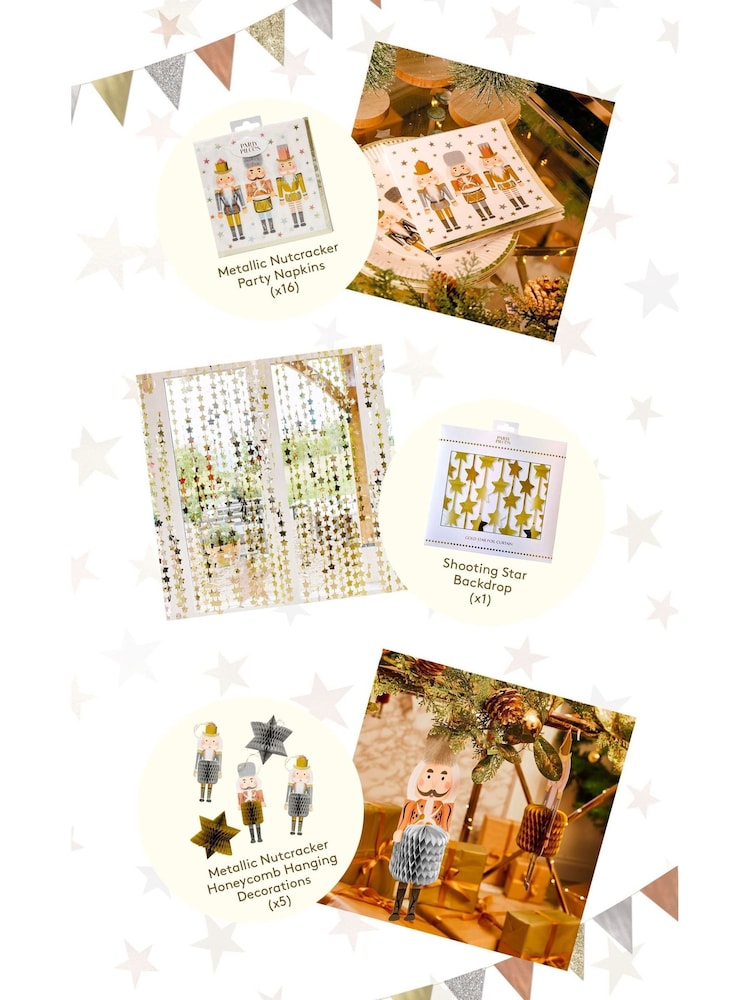Party Pieces Metallic Nutcracker Christmas Decorations Set - Image 1 of 4