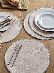 Set of 4 Natural Fringe Placemats - Image 1 of 4