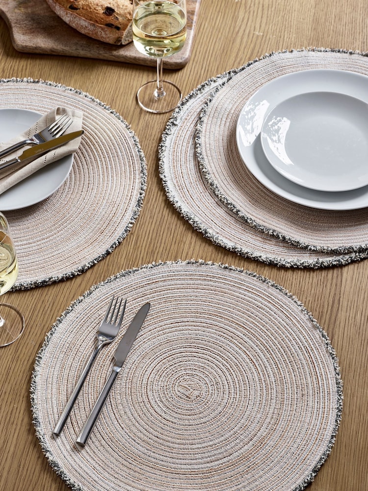 Set of 4 Natural Fringe Placemats - Image 1 of 4