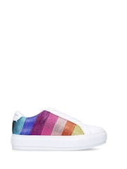 Kurt Geiger London Pink Laney Stripe Crystal Trainers - Image 1 of 5