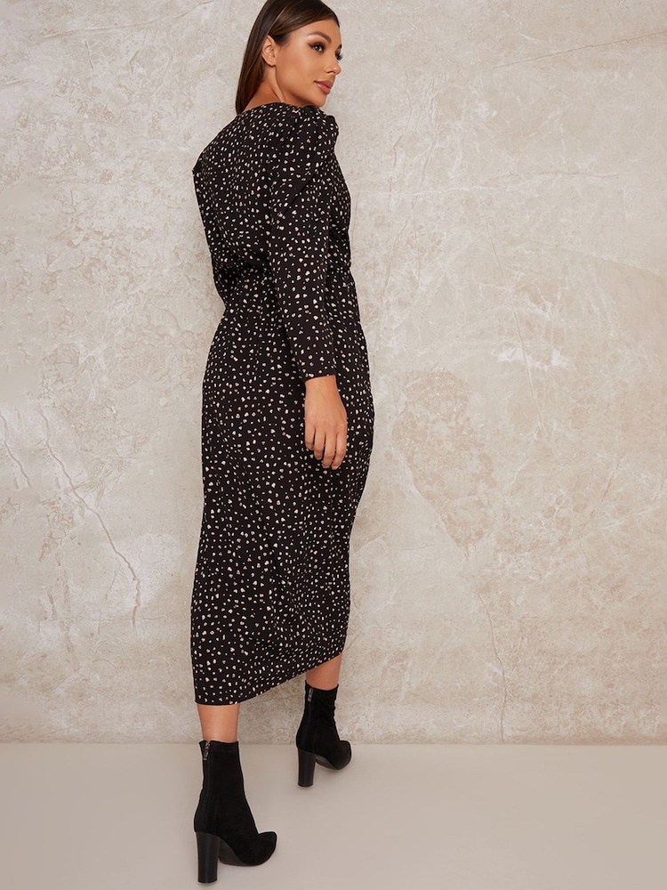 Chi Chi London Black Natasa Printed Midi Dress - Image 2 of 4