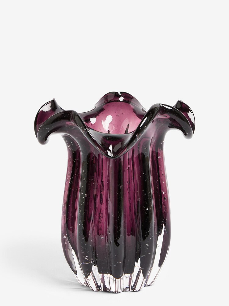 Purple Fluted Glass Vase - Image 2 of 3