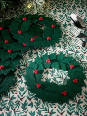 Set of 6 Green Christmas Holly Cutlery Holders - Image 2 of 3