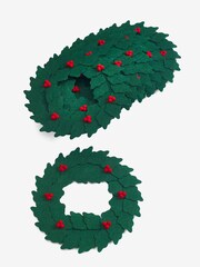 Set of 6 Green Christmas Holly Cutlery Holders - Image 3 of 3