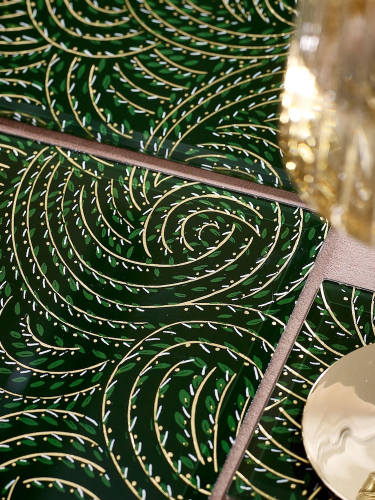 Green Patterned Glass Placemats and Coasters Set of 2 Placemats - Image 2 of 2