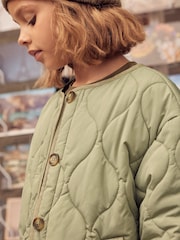 Green Shower Resistant Short Quilted Coat (3-16yrs) - Image 9 of 11