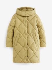 Sage Green Shower Resistant Diamond Quilted Padded Coat (3-16yrs) - Image 4 of 9