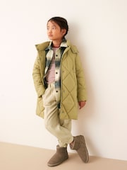 Sage Green Shower Resistant Diamond Quilted Padded Coat (3-16yrs) - Image 6 of 9