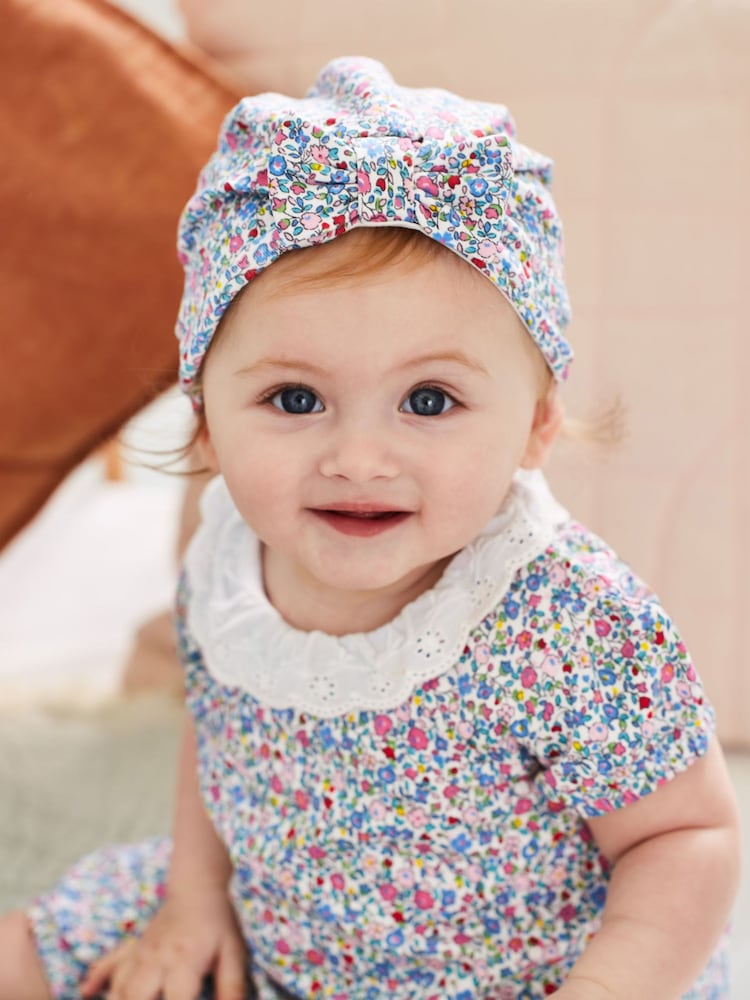 JoJo Maman Bébé Pink Ditsy Ladybird Floral Print Turban - Image 1 of 3