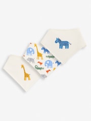 JoJo Maman Bébé White Safari 3-Pack Cotton Baby Dribble Bibs - Image 1 of 1