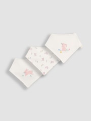 JoJo Maman Bébé Pink Bunny 3-Pack Cotton Baby Dribble Bibs - Image 1 of 4