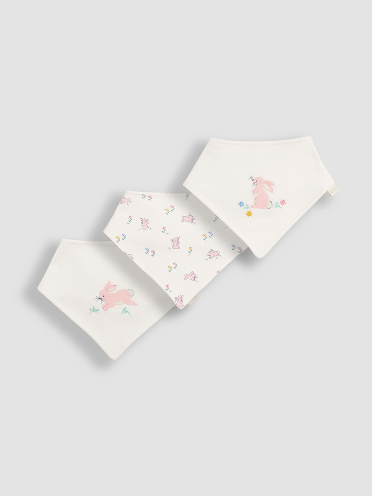 Rosa con conejito - Pack de 3 baberos para bebé de algodón de Jojo Maman Bébé - Imagen 1 de 4 Rosa con conejito - Pack de 3 baberos para bebé de algodón de Jojo Maman Bébé - Imagen 1 de 4