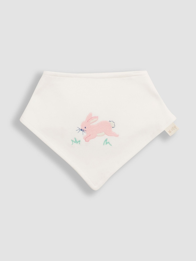 JoJo Maman Bébé Pink Bunny 3-Pack Cotton Baby Dribble Bibs - Image 2 of 4