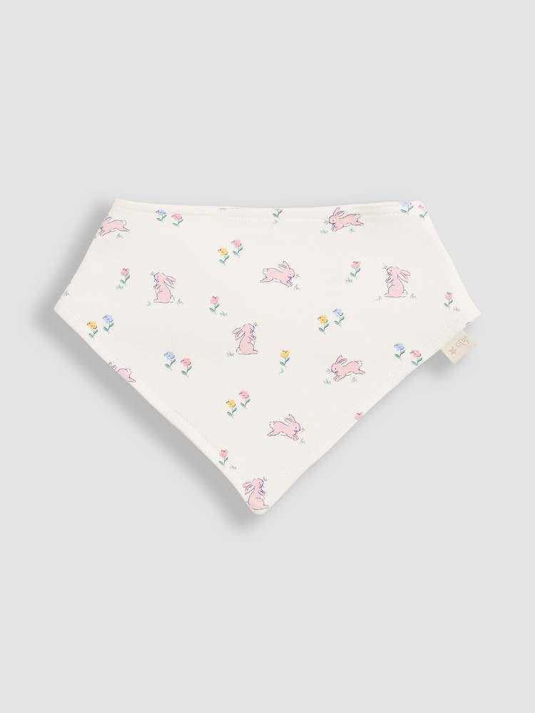 JoJo Maman Bébé Pink Bunny 3-Pack Cotton Baby Dribble Bibs - Image 3 of 4