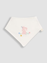 JoJo Maman Bébé Pink Bunny 3-Pack Cotton Baby Dribble Bibs - Image 4 of 4