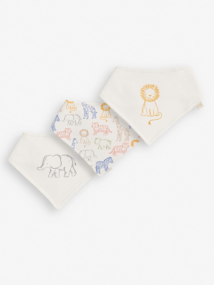 JoJo Maman Bébé Cream Safari 3-Pack Safari Dribble Bibs - Image 1 of 1