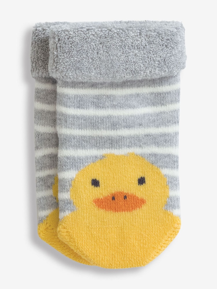JoJo Maman Bébé Marl Grey Duck 2-Pack Baby Socks - Image 2 of 3