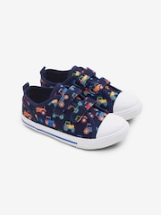 JoJo Maman Bébé Navy Boys' Kids' Tractor Canvas Pumps - Image 1 of 6