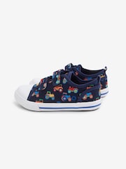 JoJo Maman Bébé Navy Boys' Kids' Tractor Canvas Pumps - Image 3 of 6