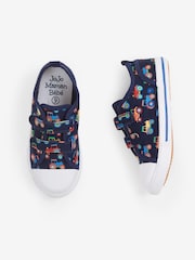 JoJo Maman Bébé Navy Boys' Kids' Tractor Canvas Pumps - Image 4 of 6