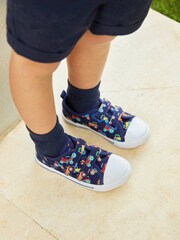 JoJo Maman Bébé Navy Boys' Kids' Tractor Canvas Pumps - Image 5 of 6