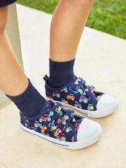 JoJo Maman Bébé Navy Boys' Kids' Tractor Canvas Pumps - Image 6 of 6