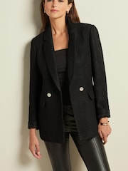 Black Bouclé Fitted Jacket - Image 1 of 4