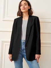 Schwarz - Einreihiger Blazer in Relaxed Fit - Bild 1 von 7