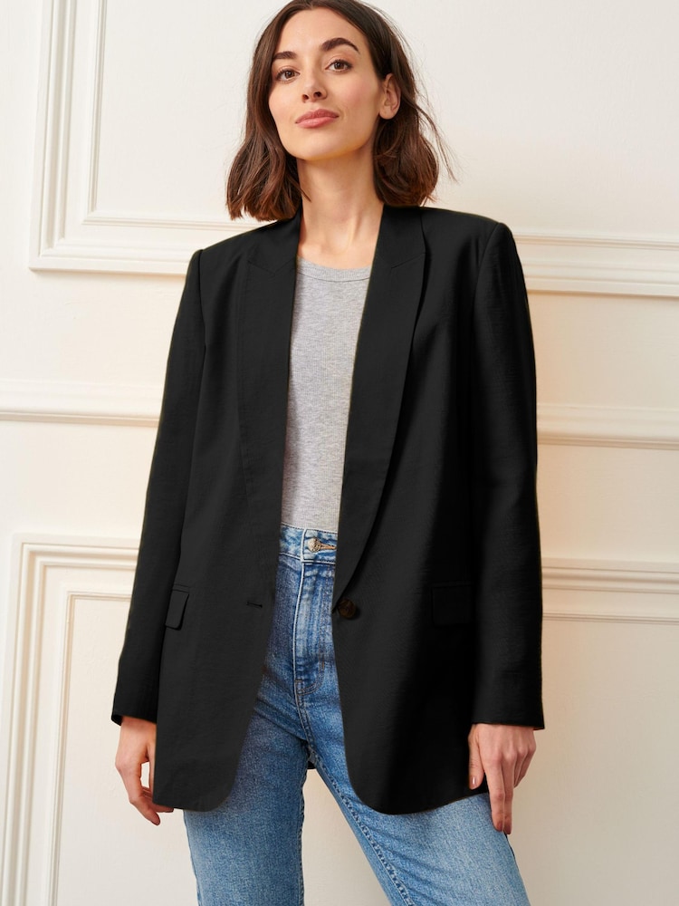 Schwarz - Einreihiger Blazer in Relaxed Fit - Bild 1 von 7