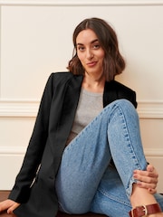 Schwarz - Einreihiger Blazer in Relaxed Fit - Bild 4 von 7