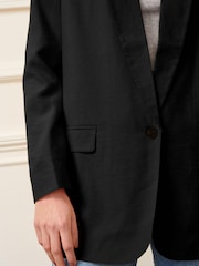 Schwarz - Einreihiger Blazer in Relaxed Fit - Bild 5 von 7