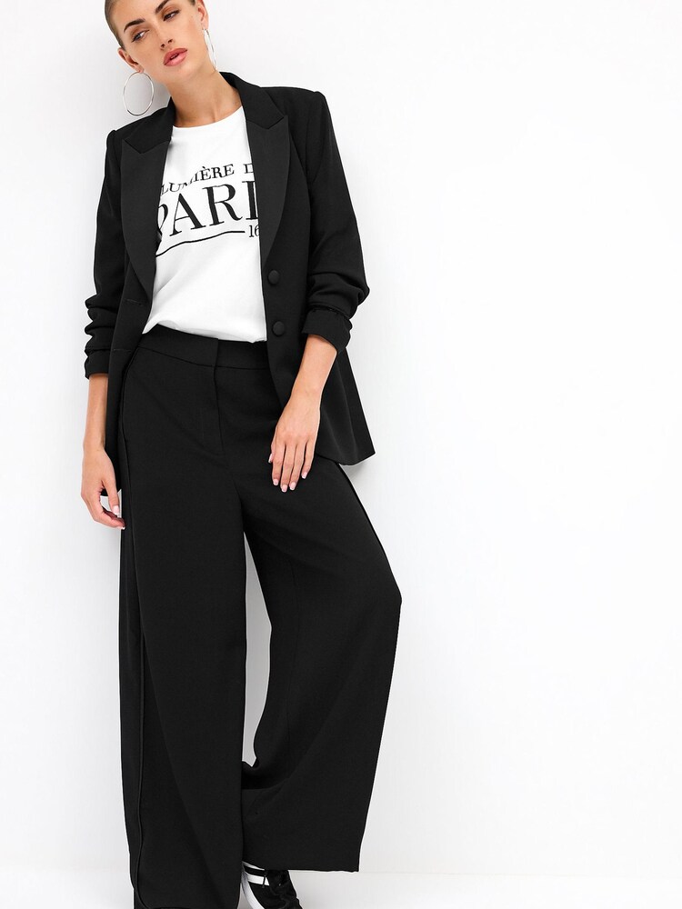 Black Tailored Crepe Super Wide Trousers - Image 1 of 1