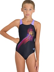 Arena Girls Parrot V-Back Black Swimsuit - Obraz 1 z 9