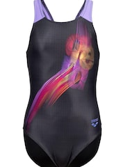 Arena Girls Parrot V-Back Black Swimsuit - Obraz 6 z 9