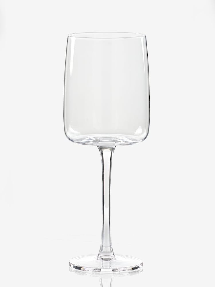 Clear Angular Set of 4 White Wine Glasses - Image 4 of 4 Clear Angular Set of 4 White Wine Glasses - Image 4 of 4