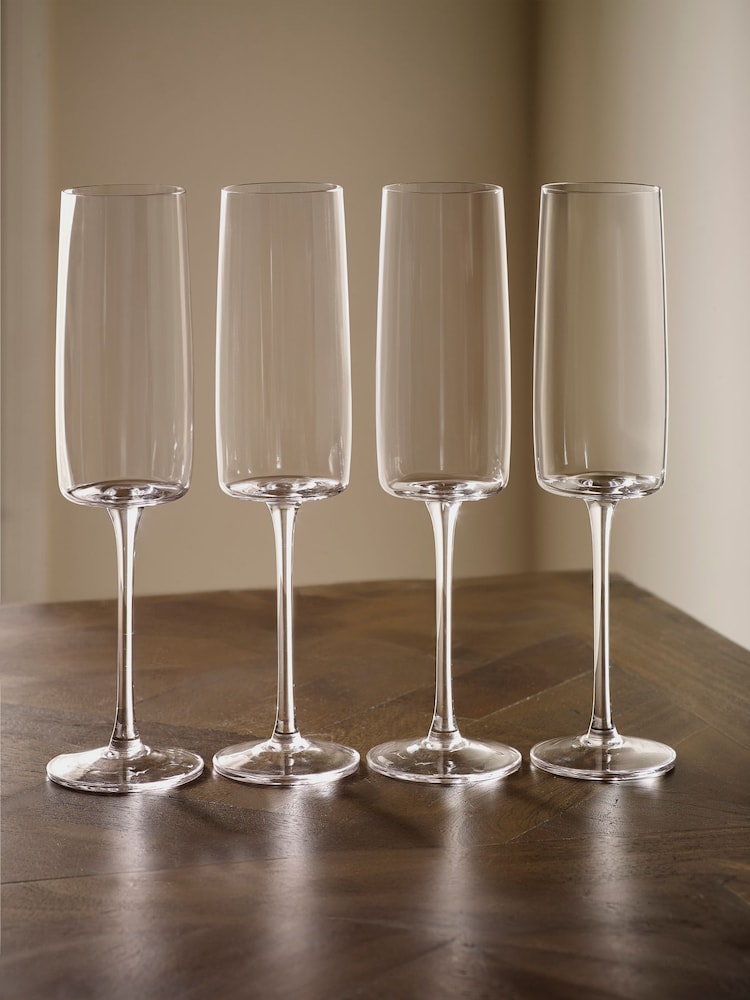 Set van 4 hoekige champagneflûtes - Image 3 of 5