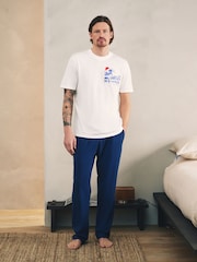 Blanco/azul - Conjunto de pijama de punto de manga corta de Hokusai - Imagen 2 de 6