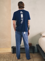 Azul marino - Conjunto de pijama de punto de manga corta de Hokusai - Imagen 1 de 6
