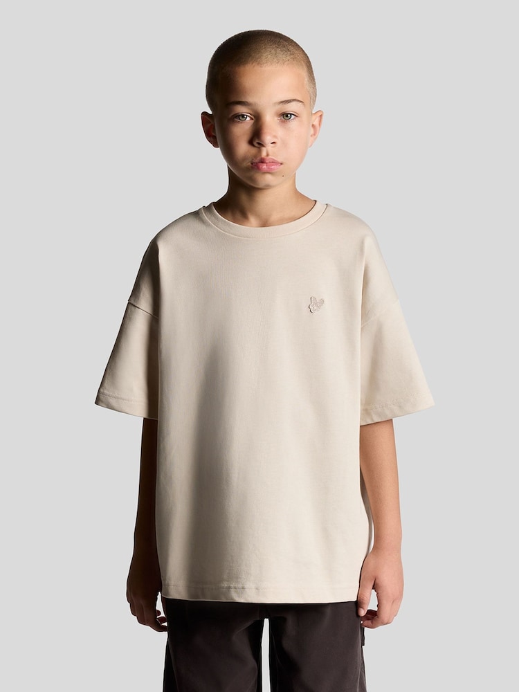 Lyle & Scott Cream Heavy Weight Relaxed T-Shirt - Image 1 of 5 Lyle & Scott Cream Heavy Weight Relaxed T-Shirt - Image 1 of 5