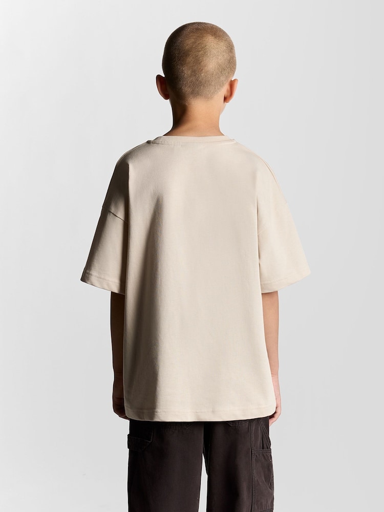 Lyle & Scott Cream Heavy Weight Relaxed T-Shirt - Image 2 of 5 Lyle & Scott Cream Heavy Weight Relaxed T-Shirt - Image 2 of 5