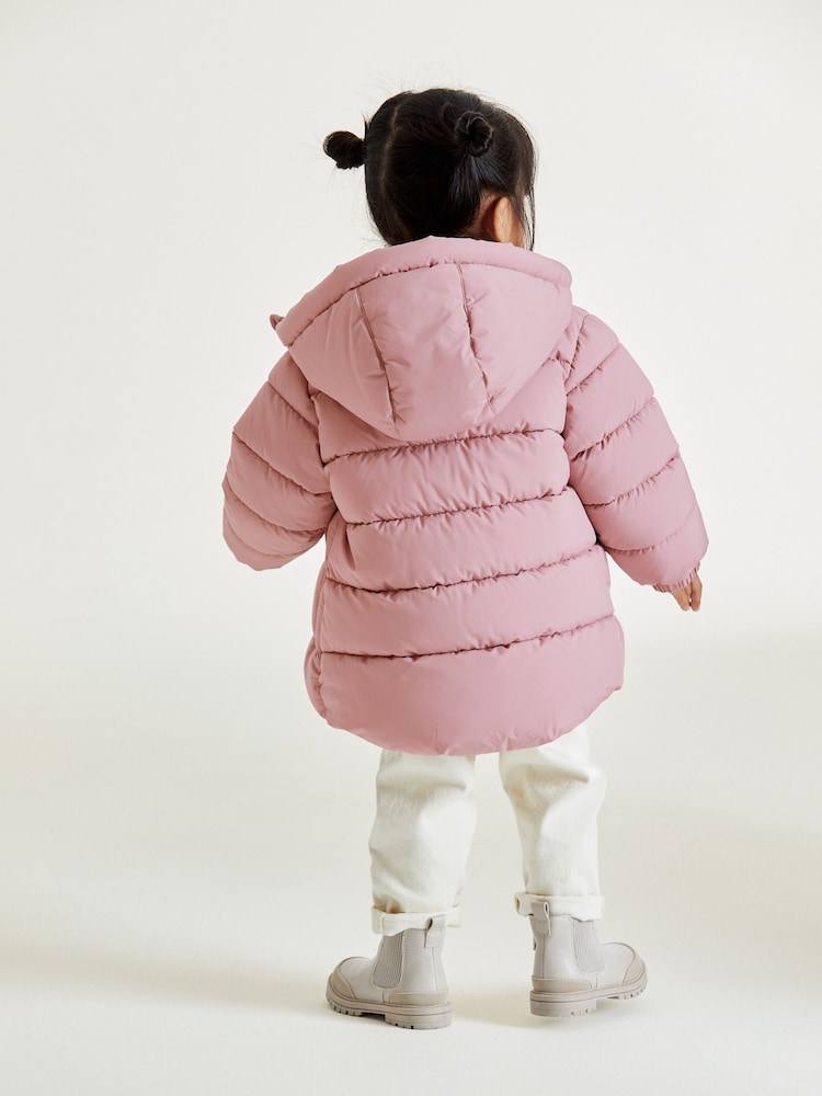 Pink Shower Resistant Fleece Lined Hooded Padded Coat (3mths-7yrs) - Image 5 of 10