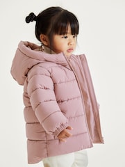 Pink Shower Resistant Fleece Lined Hooded Padded Coat (3mths-7yrs) - Image 6 of 10