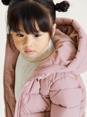 Pink Shower Resistant Fleece Lined Hooded Padded Coat (3mths-7yrs) - Image 7 of 10