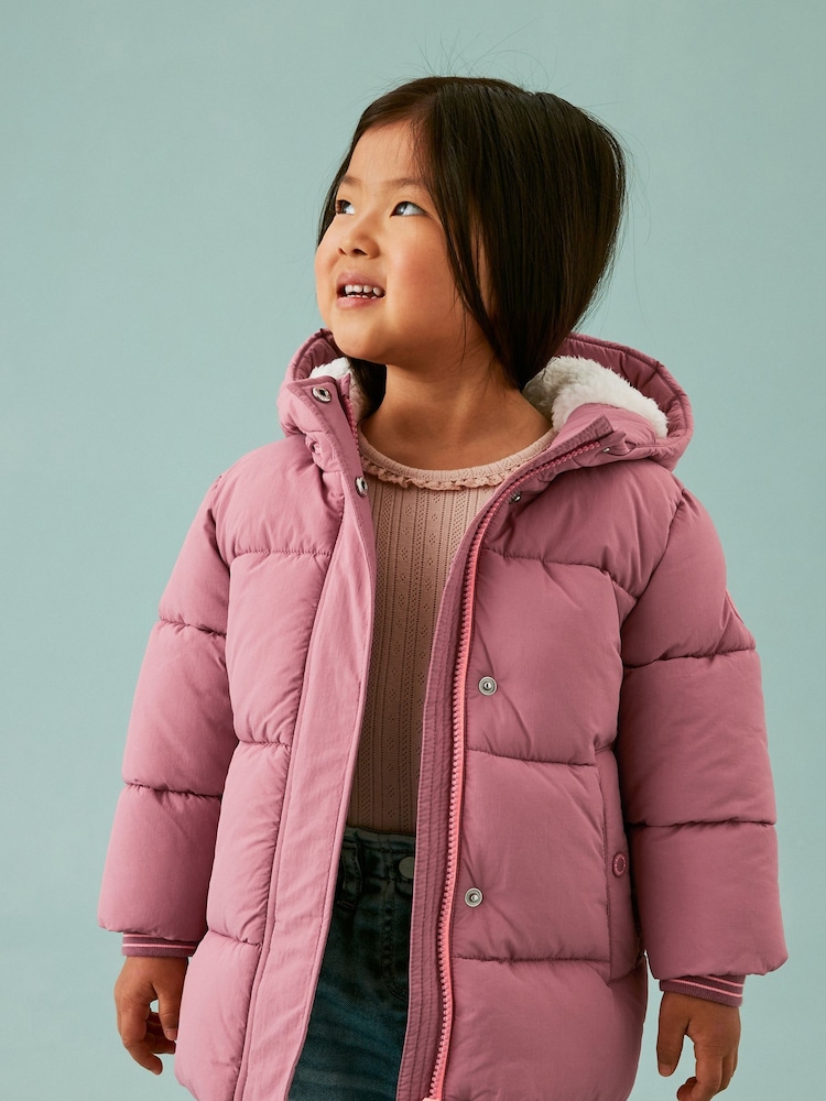 Pink Shower Resistant Padded Coat (3mths-7yrs) - Image 1 of 10 Pink Shower Resistant Padded Coat (3mths-7yrs) - Image 1 of 10