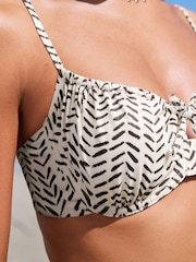 Cream/Black Ruched Non Pad Underwired Bikini Top - Image 4 of 5