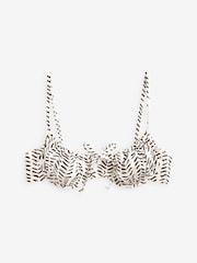 Cream/Black Ruched Non Pad Underwired Bikini Top - Image 5 of 5