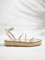 Bone Forever Comfort Leather Platform Sandals with Woven Platform Detailing - Image 2 of 5
